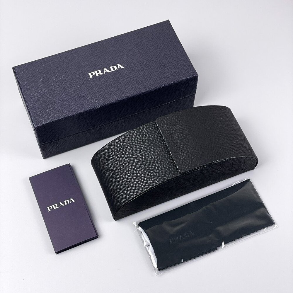 Prada PR06YS 09Q5S0 Sunglasses Black White Dark Grey Rectangle Unisex - Picture 15 of 15